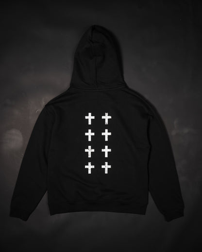 CROSSES WORSHIP DISTRESSED "PREMIUM" HOODIE IN BLACK