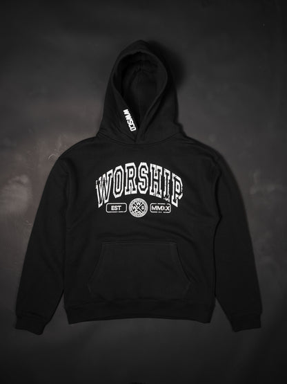 CROSSES WORSHIP DISTRESSED "PREMIUM" HOODIE IN BLACK
