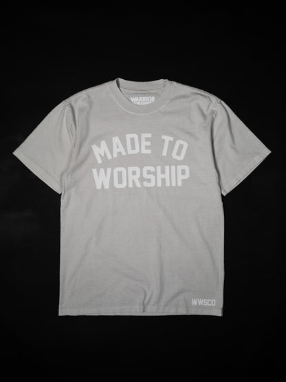 MADE TO WORSHIP "PREMIUM" HEAVY KNIT TEE IN FADED BONE 7.1 oz