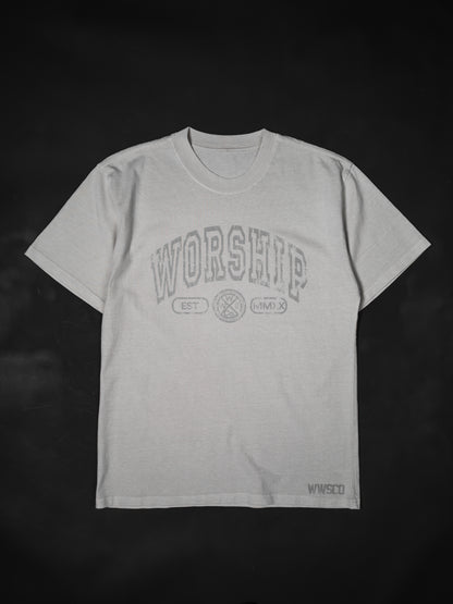 CROSSES WORSHIP "PREMIUM" HEAVY KNIT TEE IN FADED BONE 7.1 oz