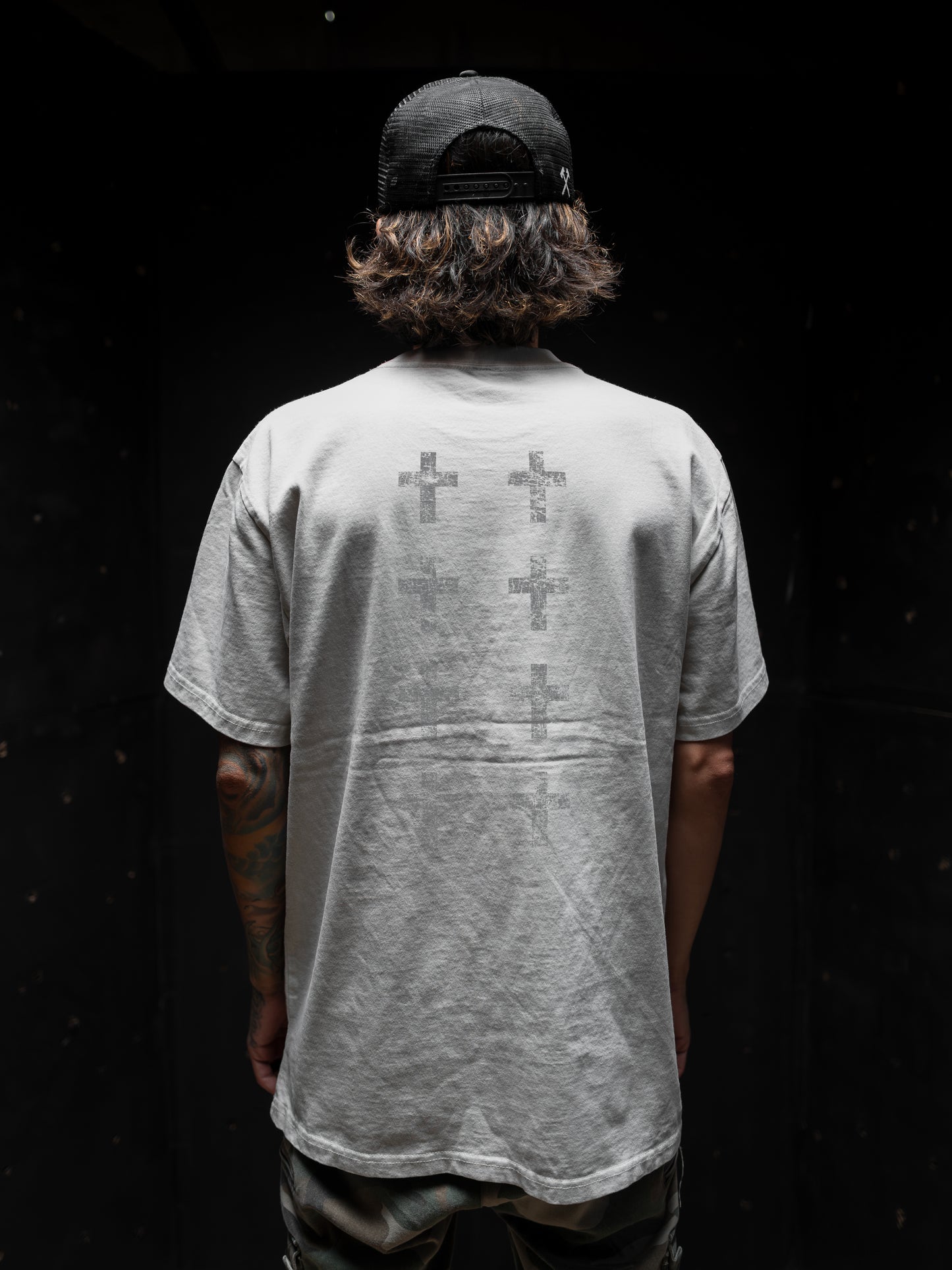 CROSSES WORSHIP "PREMIUM" HEAVY KNIT TEE IN FADED BONE 7.1 oz