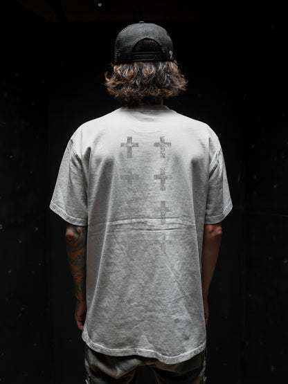 CROSSES WORSHIP "PREMIUM" HEAVY KNIT TEE IN FADED BONE 7.1 oz