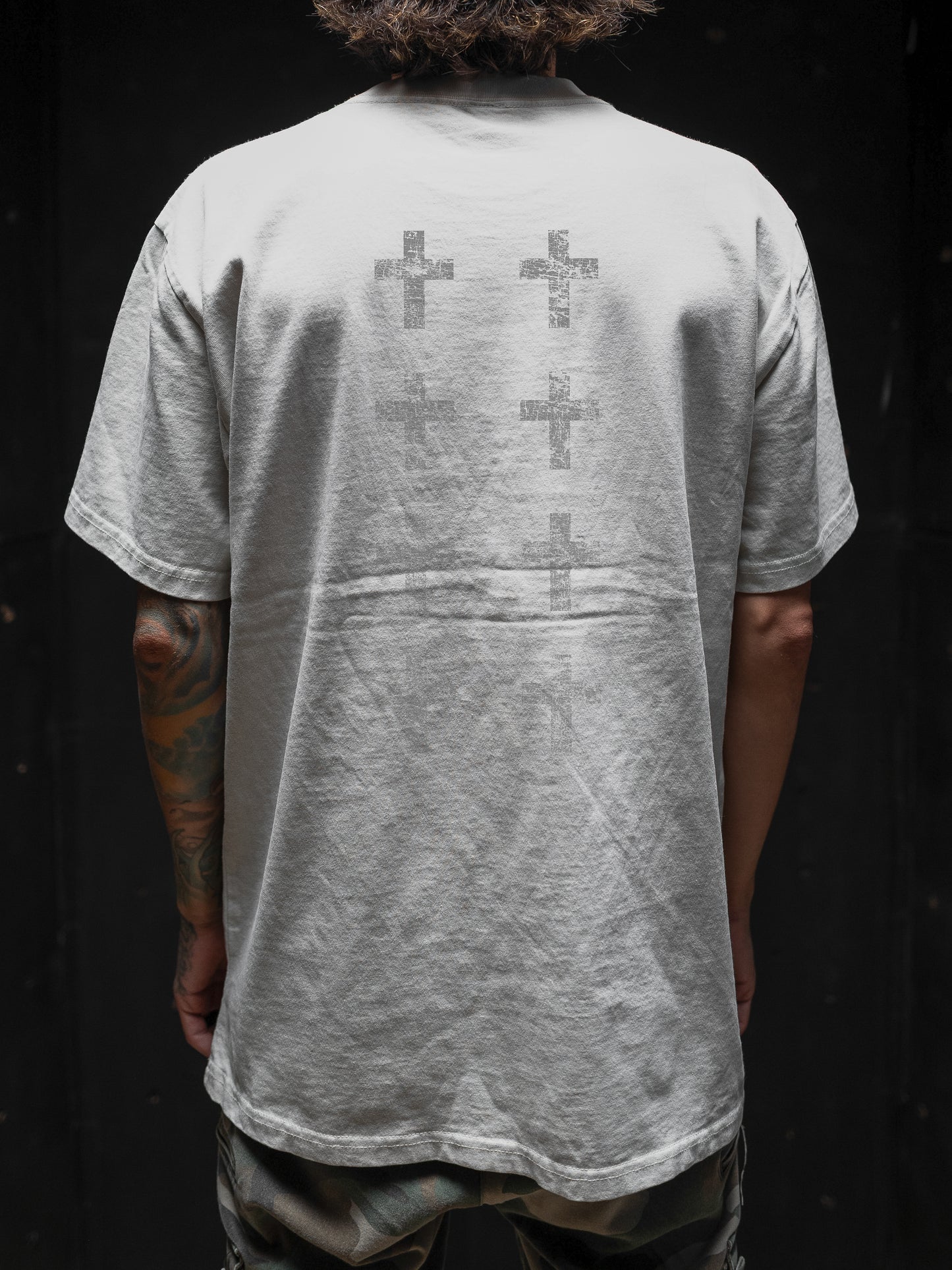 CROSSES WORSHIP "PREMIUM" HEAVY KNIT TEE IN FADED BONE 7.1 oz
