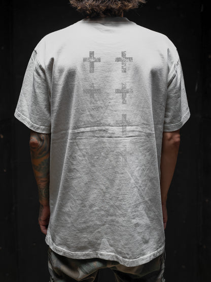 CROSSES WORSHIP "PREMIUM" HEAVY KNIT TEE IN FADED BONE 7.1 oz