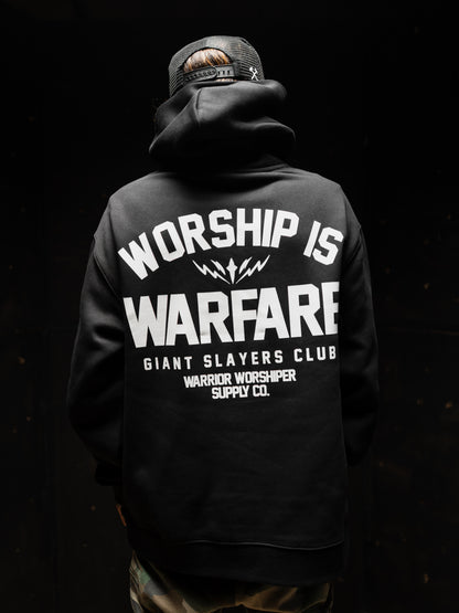 WORSHIP IS WARFARE V2 "PREMIUM" FLAGSHIP HOODIE IN BLACK