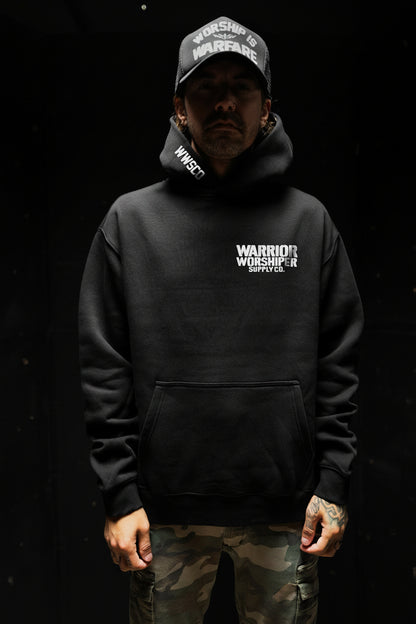 WORSHIP IS WARFARE V2 "PREMIUM" FLAGSHIP HOODIE IN BLACK
