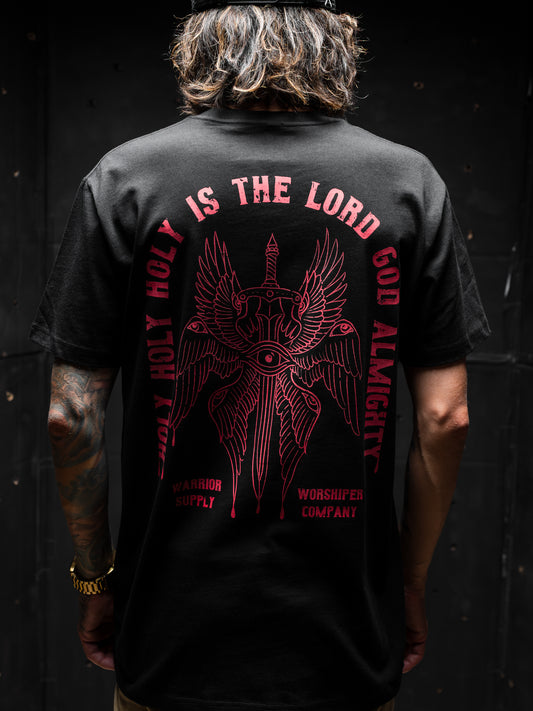 HOLY HOLY HOLY SERAPHIM "PREMIUM" STANDARD FIT TEE IN BLACK