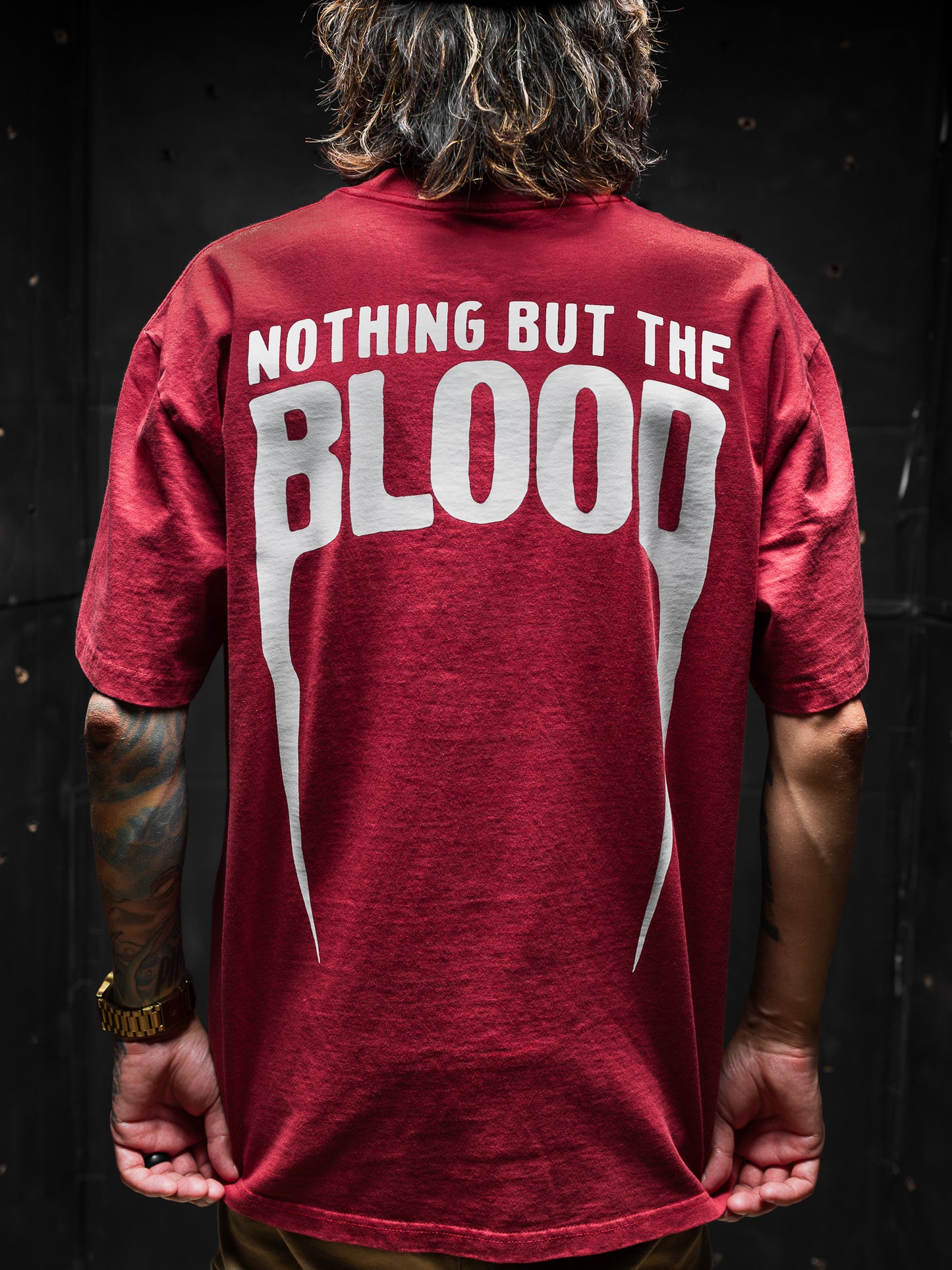 [NEW] NOTHING BUT THE BLOOD HEAVY TEE IN FADED RED 7.1 oz