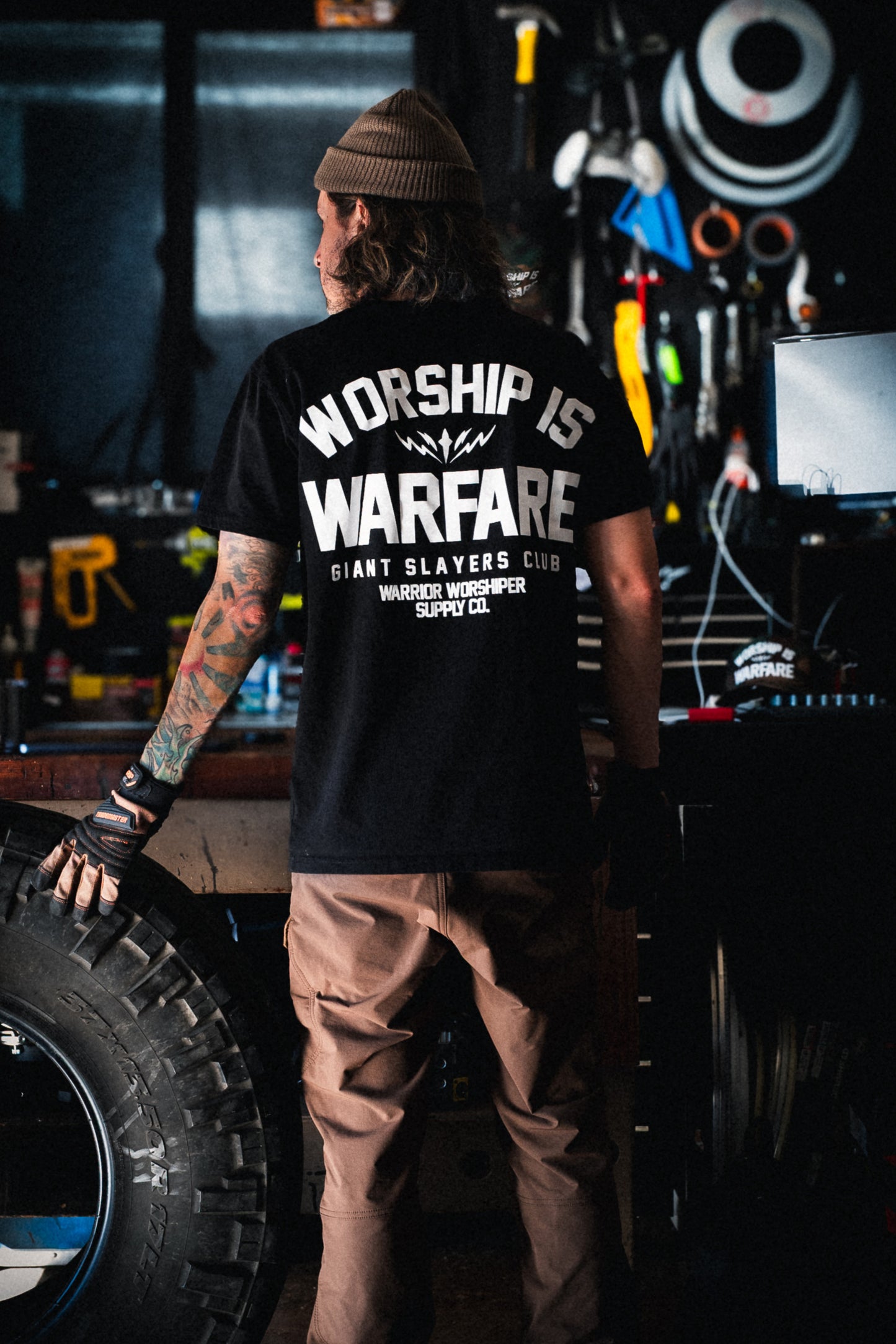 WORSHIP IS WARFARE V2 "BACK EDITION" STANDARD ISSUE TEE IN BLACK
