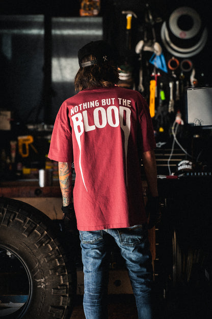 [NEW] NOTHING BUT THE BLOOD HEAVY TEE IN FADED RED 7.1 oz
