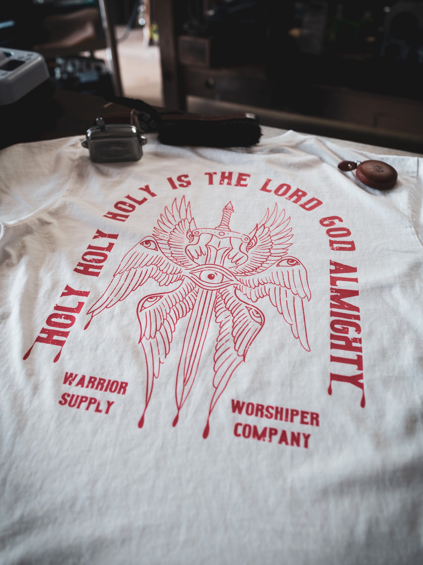 [NEW] HOLY HOLY HOLY SERAPHIM OVERSIZED "PREMIUM" CROP TEE 7.5 oz IN BLANC WHITE