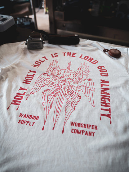 [NEW] HOLY HOLY HOLY SERAPHIM OVERSIZED "PREMIUM" CROP TEE 7.5 oz IN BLANC WHITE
