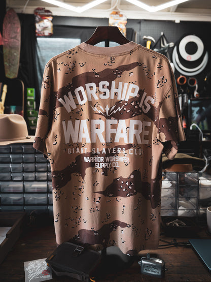 [NEW] WORSHIP IS WARFARE V2 OVERSIZED BOX TEE 7.5 oz IN VINTAGE DESERT CAMO