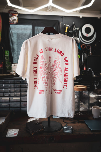 [NEW] HOLY HOLY HOLY SERAPHIM OVERSIZED "PREMIUM" CROP TEE 7.5 oz IN BLANC WHITE