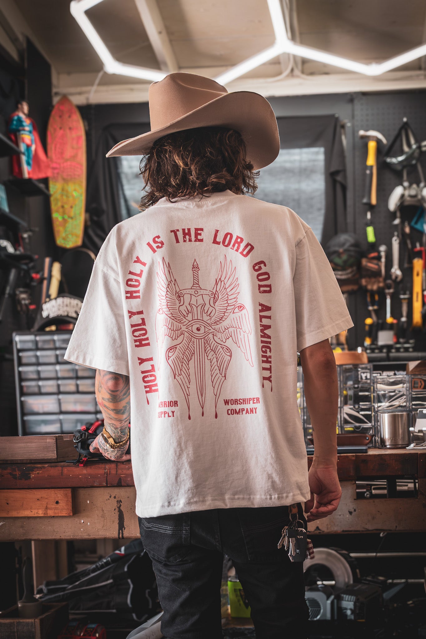 [NEW] HOLY HOLY HOLY SERAPHIM OVERSIZED "PREMIUM" CROP TEE 7.5 oz IN BLANC WHITE
