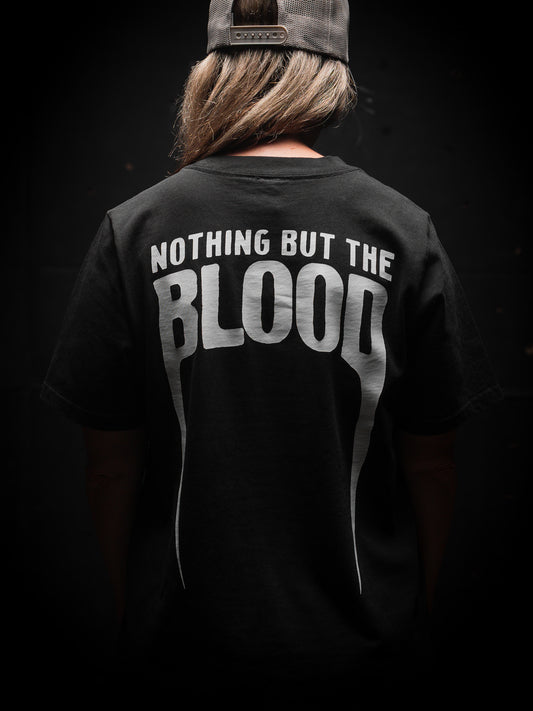 [NEW] WOMEN - NOTHING BUT THE BLOOD HEAVY TEE IN FADED BLACK 7.1 oz