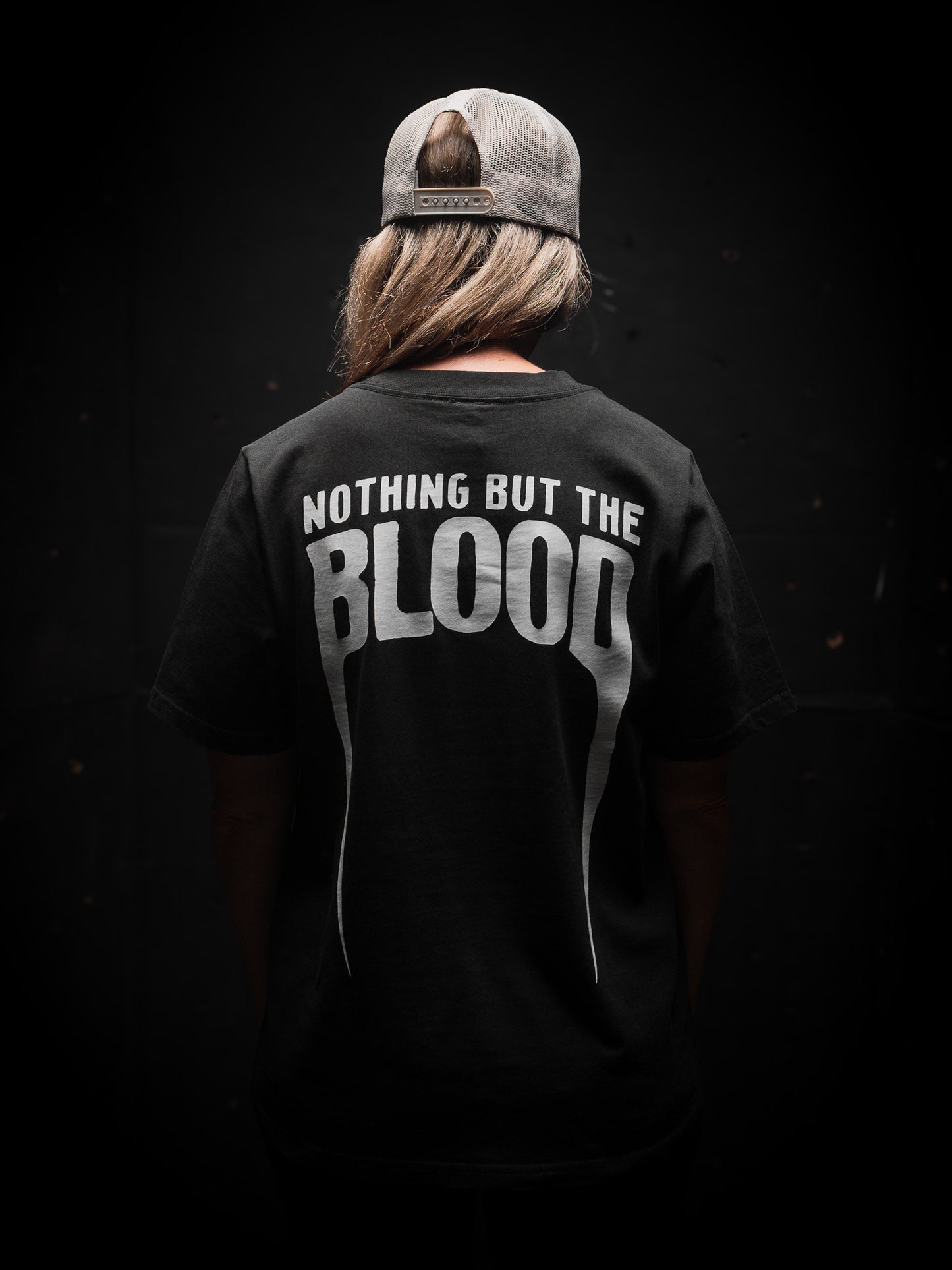 [NEW] WOMEN - NOTHING BUT THE BLOOD HEAVY TEE IN FADED BLACK 7.1 oz
