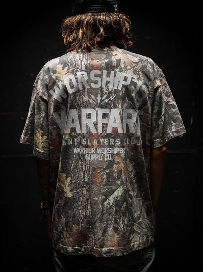 [NEW] WORSHIP IS WARFARE V2 OVERSIZED BOX TEE 7.5 oz IN REAL TREE CAMO