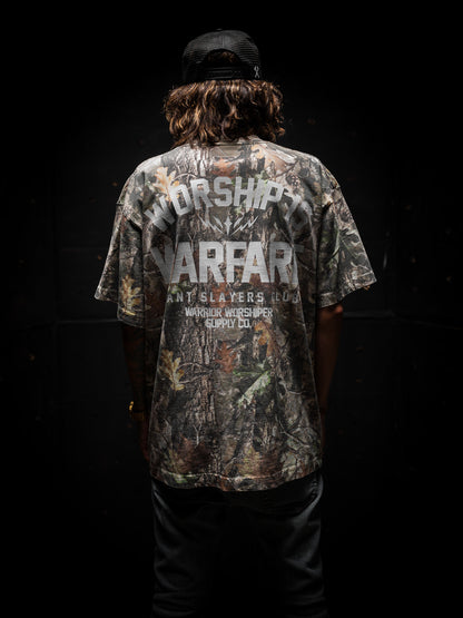 [NEW] WORSHIP IS WARFARE V2 OVERSIZED BOX TEE 7.5 oz IN REAL TREE CAMO