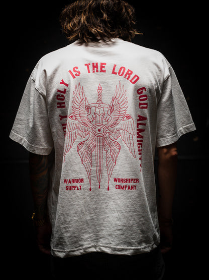 [NEW] HOLY HOLY HOLY SERAPHIM OVERSIZED "PREMIUM" CROP TEE 7.5 oz IN BLANC WHITE
