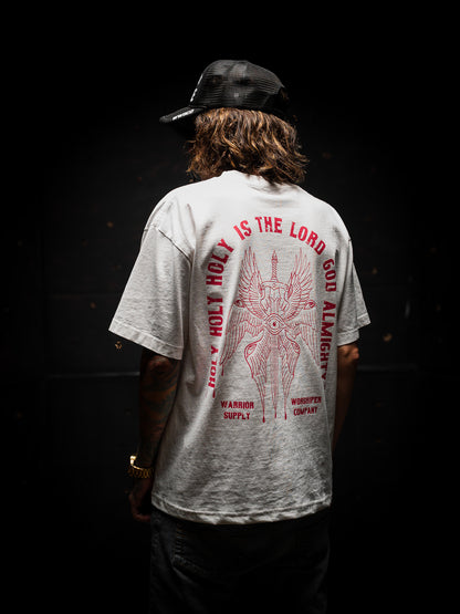 [NEW] HOLY HOLY HOLY SERAPHIM OVERSIZED "PREMIUM" CROP TEE 7.5 oz IN BLANC WHITE