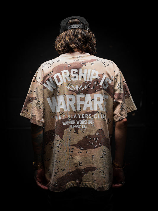 WORSHIP IS WARFARE V2 OVERSIZED TEE IN VINTAGE DESERT CAMO 7.5 oz [LAST RESTOCK]