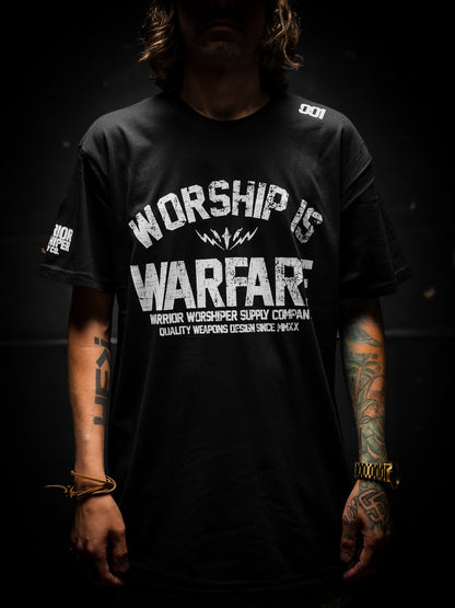 WORSHIP IS WARFARE V2 STANDARD ISSUE "PREMIUM" TEE IN BLACK