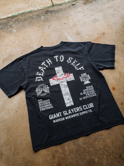 [NEW] DEATH TO SELF "PREMIUM" OVERSIZED CROP TEE IN VINTAGE BLACK 7.5 oz