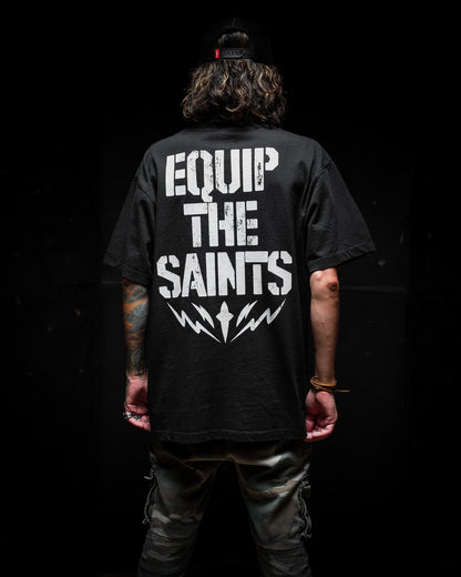 [NEW] EQUIP THE SAINTS "PREMIUM" OVERSIZED BOX TEE 7.5 oz IN RUSTIC BLACK