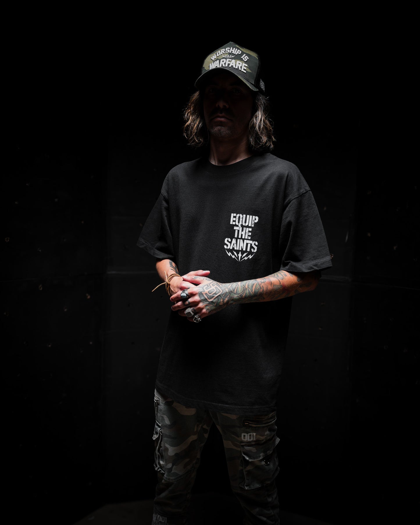 [NEW] EQUIP THE SAINTS "PREMIUM" OVERSIZED BOX TEE 7.5 oz IN RUSTIC BLACK