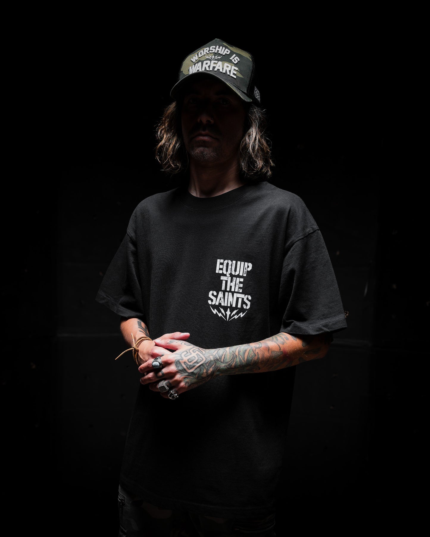 [NEW] EQUIP THE SAINTS "PREMIUM" OVERSIZED BOX TEE 7.5 oz IN RUSTIC BLACK