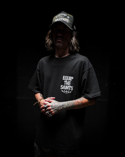 [NEW] EQUIP THE SAINTS "PREMIUM" OVERSIZED BOX TEE 7.5 oz IN RUSTIC BLACK