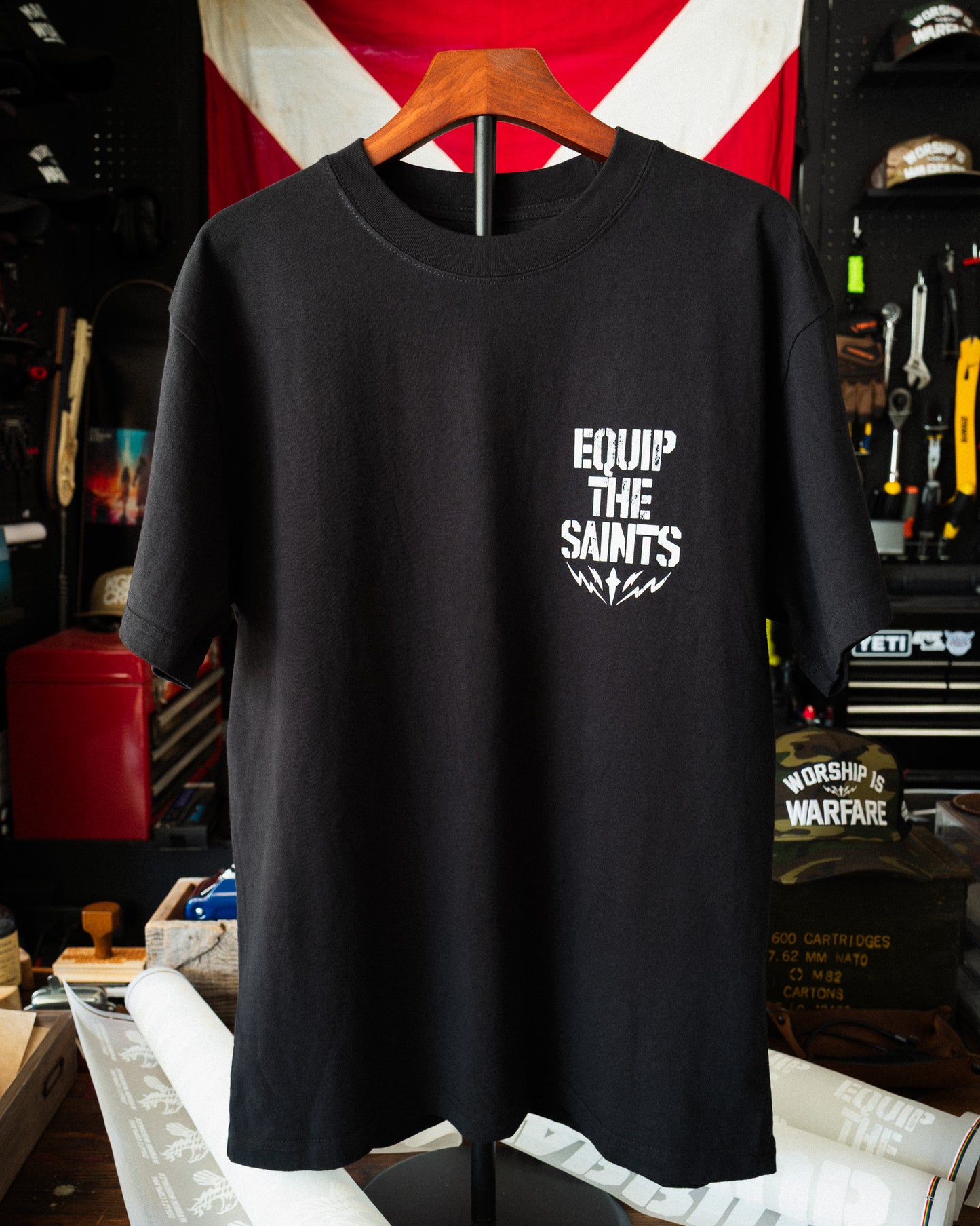 [NEW] EQUIP THE SAINTS "PREMIUM" OVERSIZED BOX TEE 7.5 oz IN RUSTIC BLACK