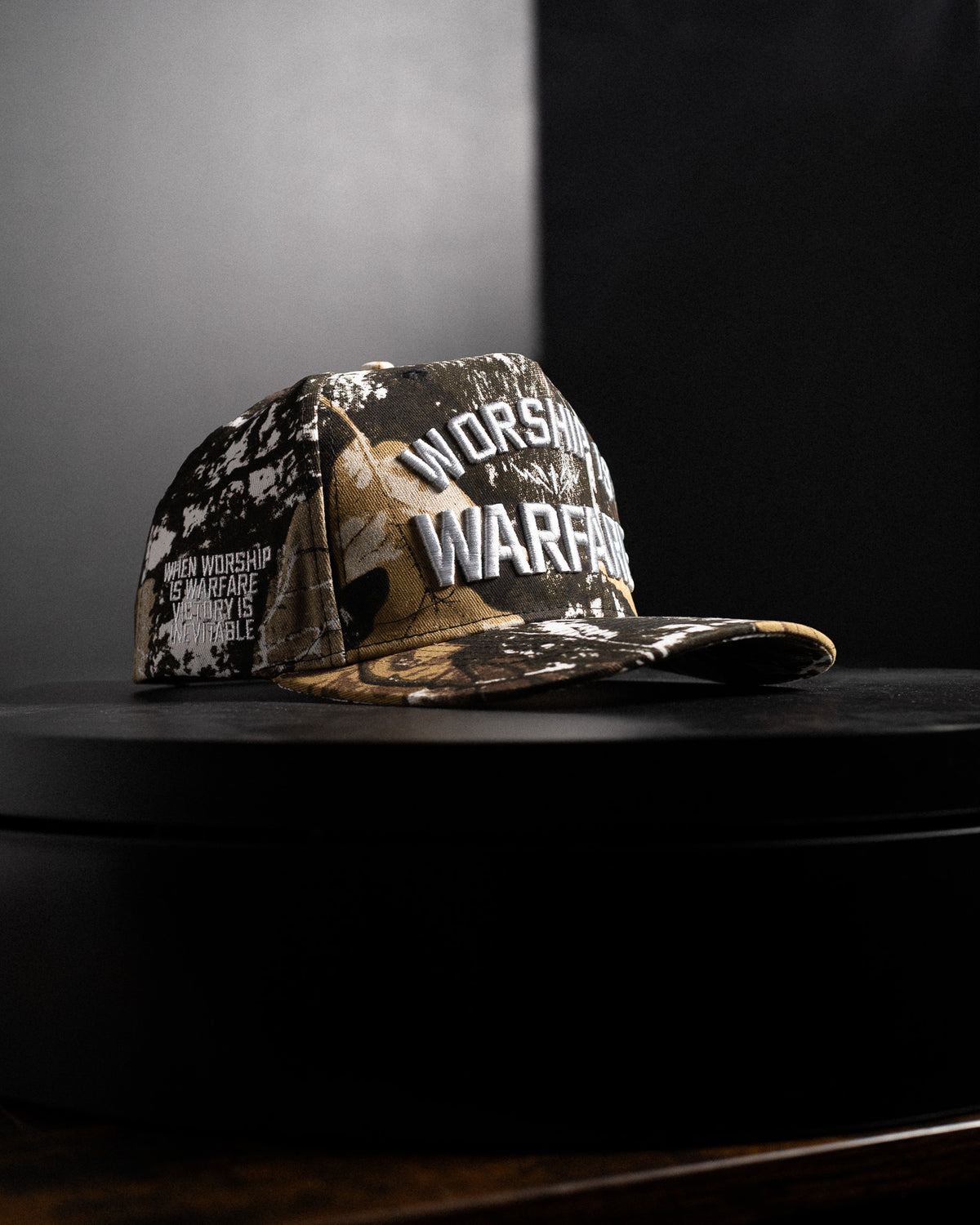 [NEW] "WORSHIP IS WARFARE" TREE CAMO HAT (LIMITED BATCH 001)