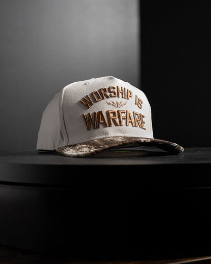 [NEW] "WORSHIP IS WARFARE" CREME/ TREE CAMO HAT (LIMITED BATCH 001)
