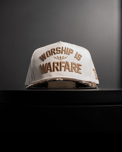 [NEW] "WORSHIP IS WARFARE" CREME/ TREE CAMO HAT (LIMITED BATCH 001)