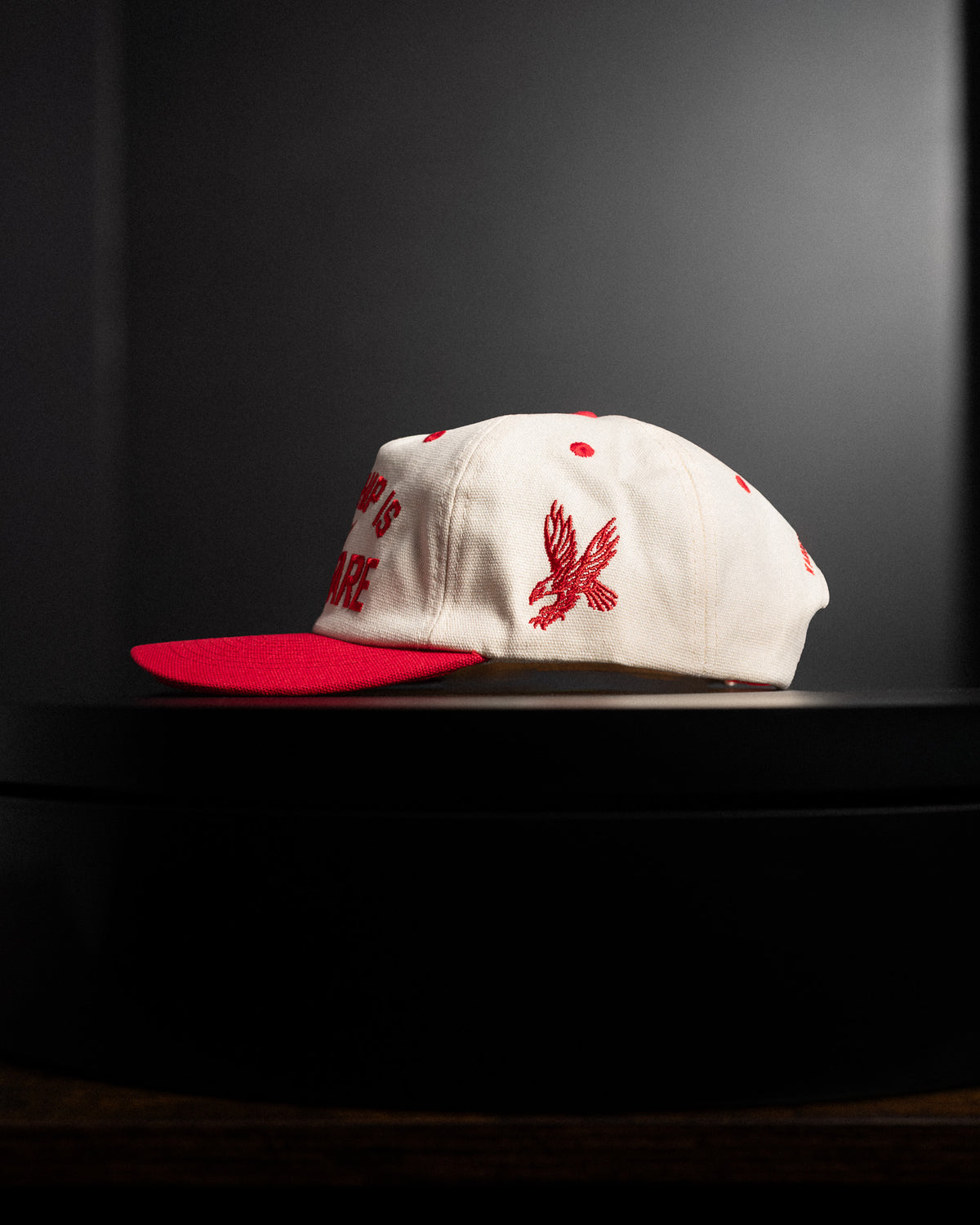 [NEW] "WORSHIP IS WARFARE" CREAM/ RED UNSTRUCTURED MID CROWN HAT (LIMITED BATCH 001)