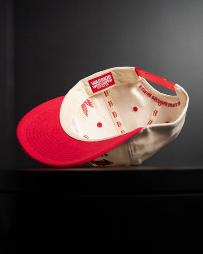 [NEW] "WORSHIP IS WARFARE" CREAM/ RED UNSTRUCTURED MID CROWN HAT (LIMITED BATCH 001)