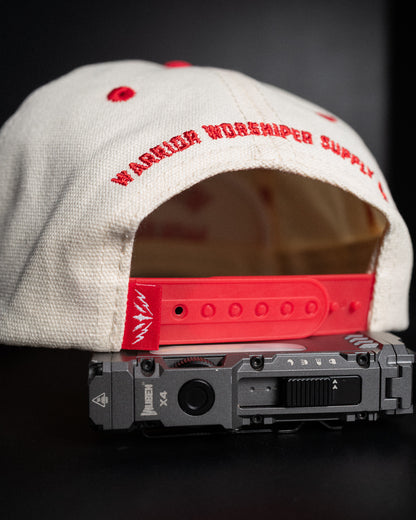 [NEW] "WORSHIP IS WARFARE" CREAM/ RED UNSTRUCTURED MID CROWN HAT (LIMITED BATCH 001)