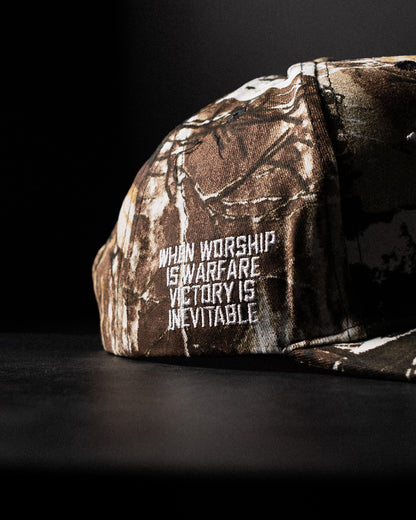 [NEW] "WORSHIP IS WARFARE" TREE CAMO HAT (LIMITED BATCH 001)