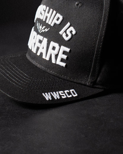 [NEW] FLAGSHIP "WORSHIP IS WARFARE" SNAPBACK HAT IN BLACK (LIMITED BATCH 001)