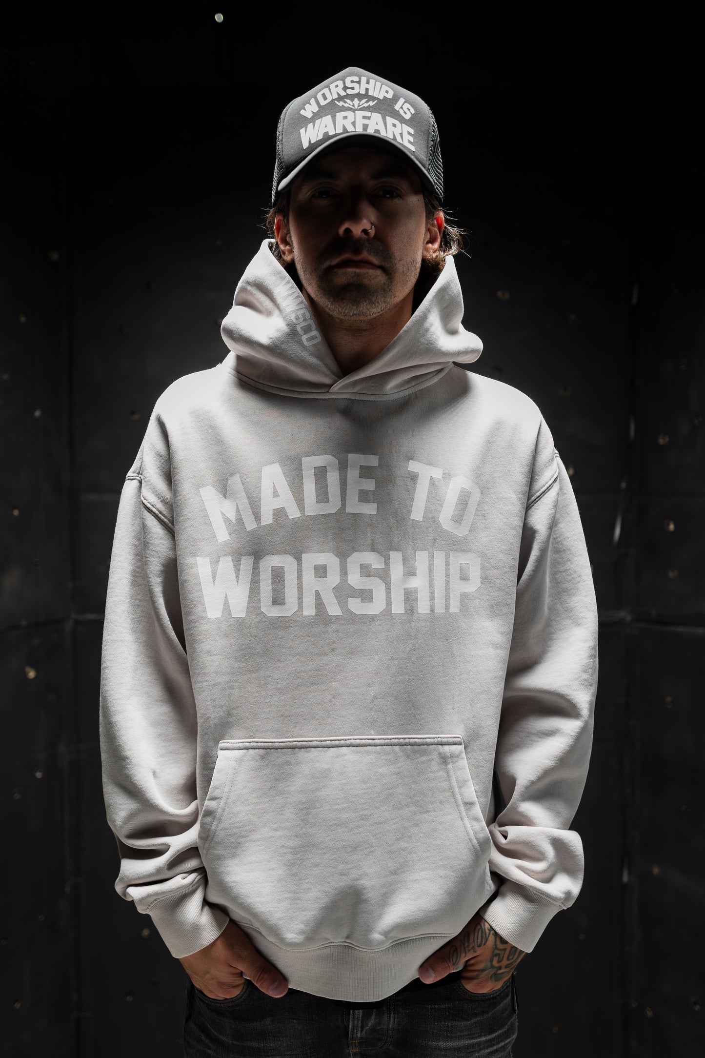 MADE TO WORSHIP "PREMIUM" RELAX HOODIE IN FADED BONE