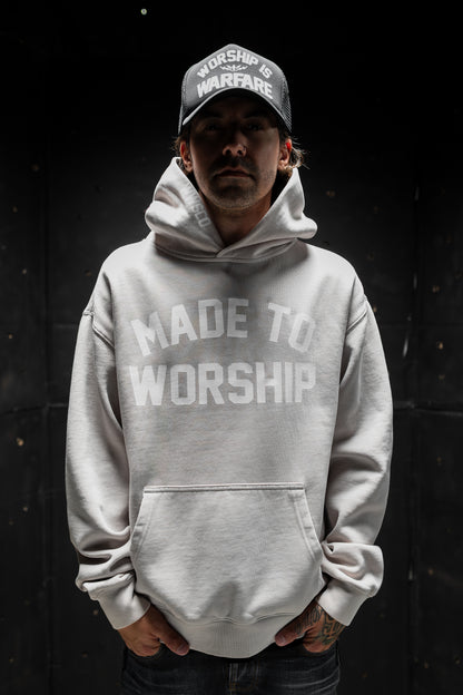 MADE TO WORSHIP "PREMIUM" RELAX HOODIE IN FADED BONE