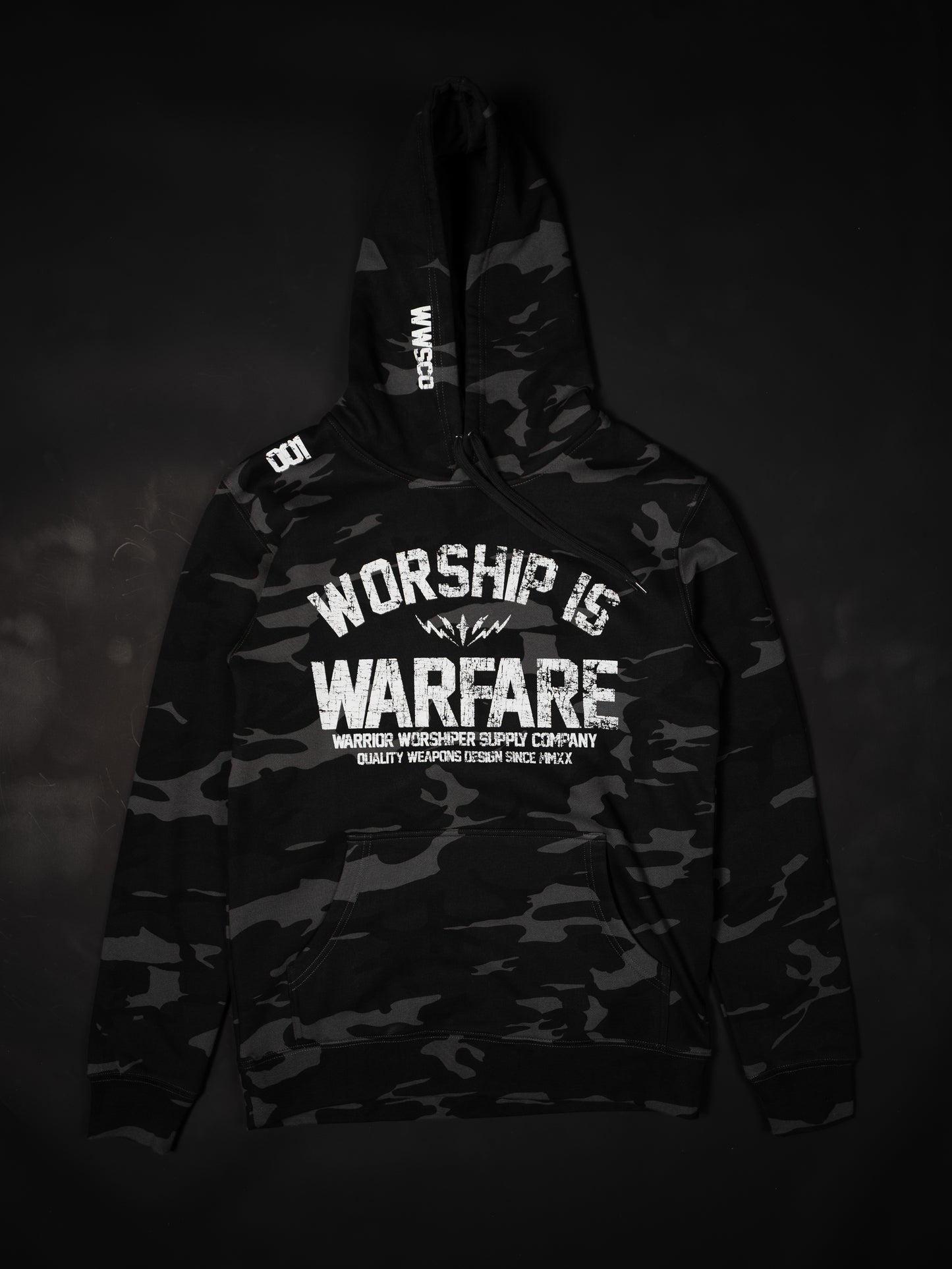 WORSHIP IS WARFARE V2 "PREMIUM" DARK CAMO HOODIE