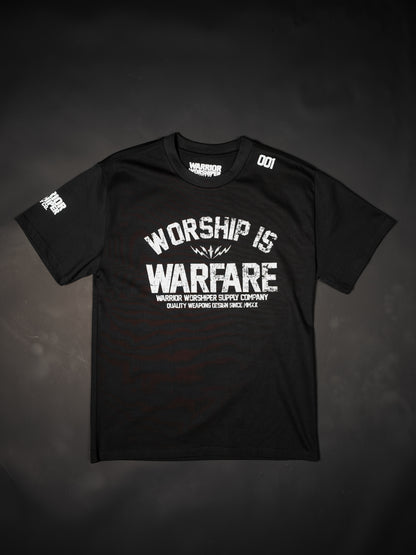 WORSHIP IS WARFARE V2 "PREMIUM" HEAVY KNIT TEE IN BLACK